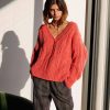 Clothing Momoni | Agrifoglio Cable-Knit Sweater - Baby Pink