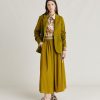 Clothing Momoni | Nicolas Skirt In Plain Acetate Silk - Olive Green