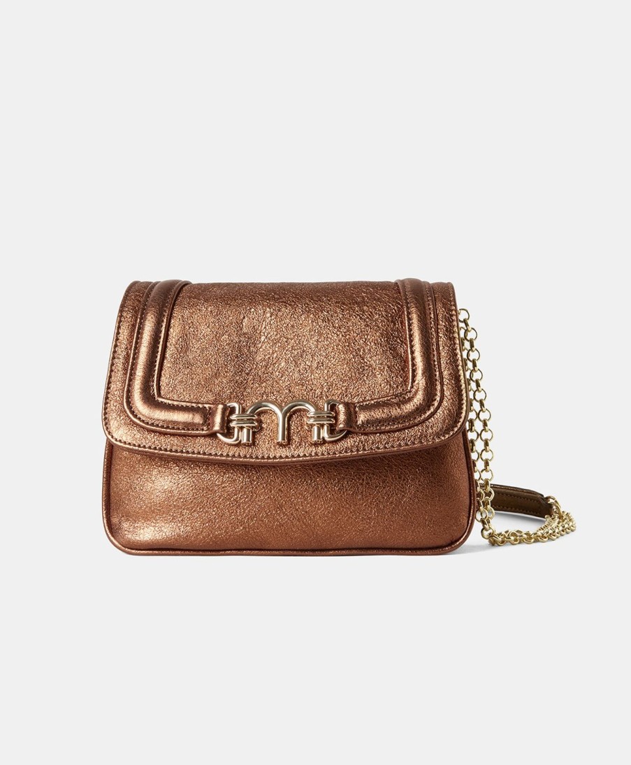 Shoes And Accessories Momoni | Mimi Flore Bag In Laminated Leather - Bronze