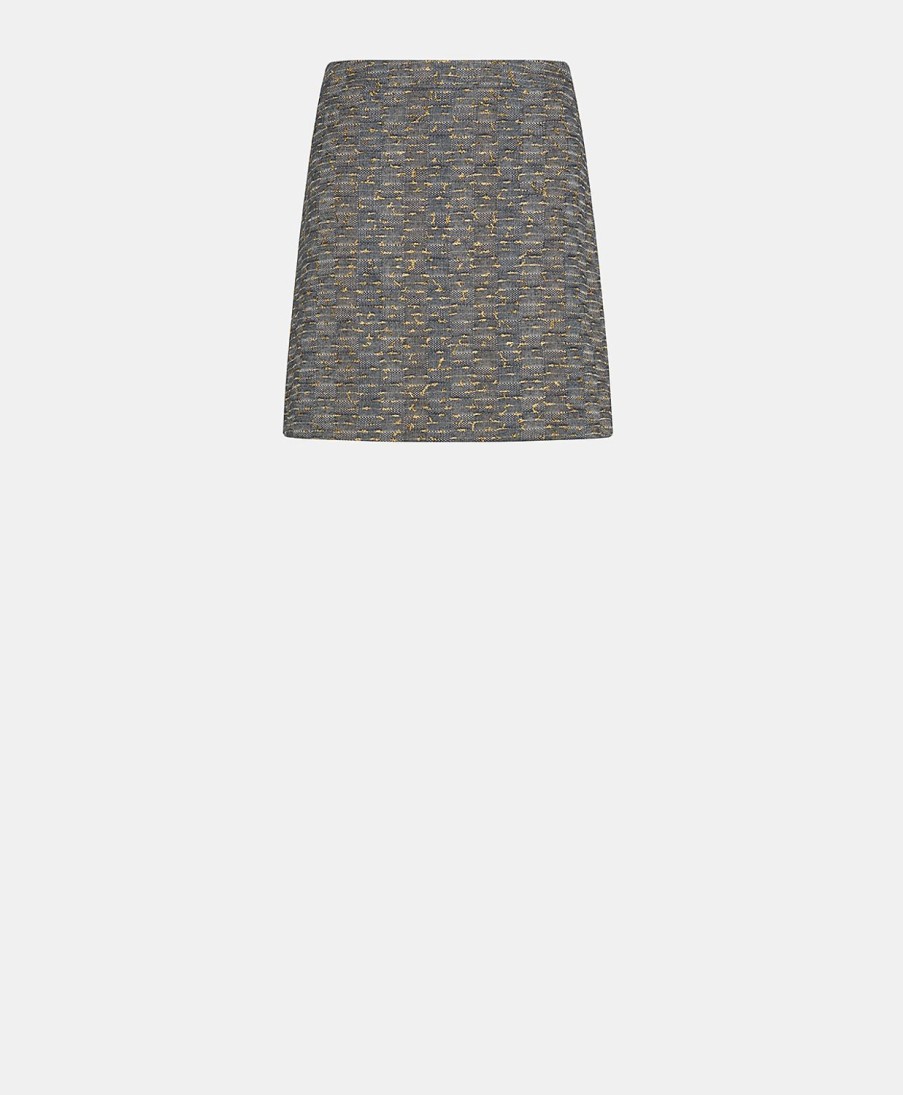 Clothing Momoni | Sirene Skirt In Basketweave With Gold Fil Coupe - Blue/Gold