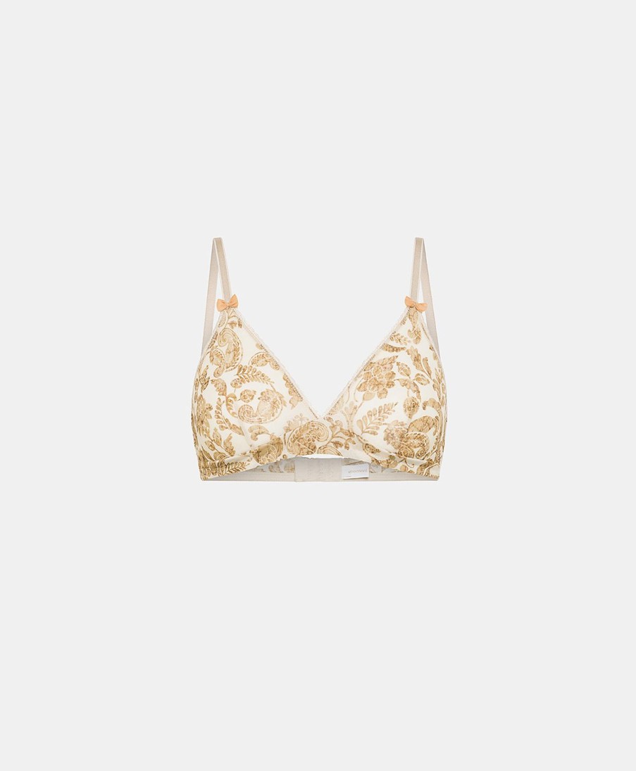 Underwear Momoni | Tutu Bra In Printed Nylon - Cream/Multicolor