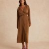 Clothing Momoni | Flavie Dress In Lurex Jersey - Cigar Brown