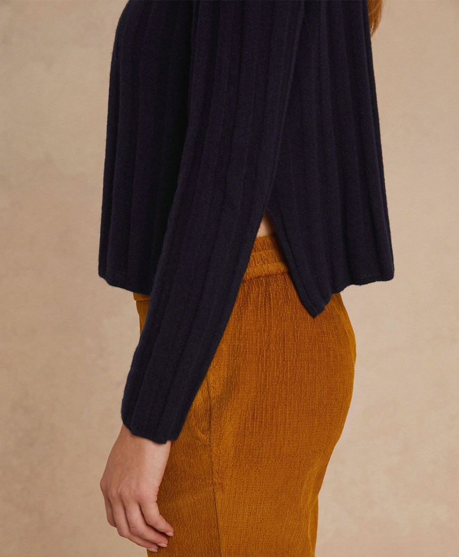 Clothing Momoni | Horace Knitwear In Flat Rib Cashmere - Blue