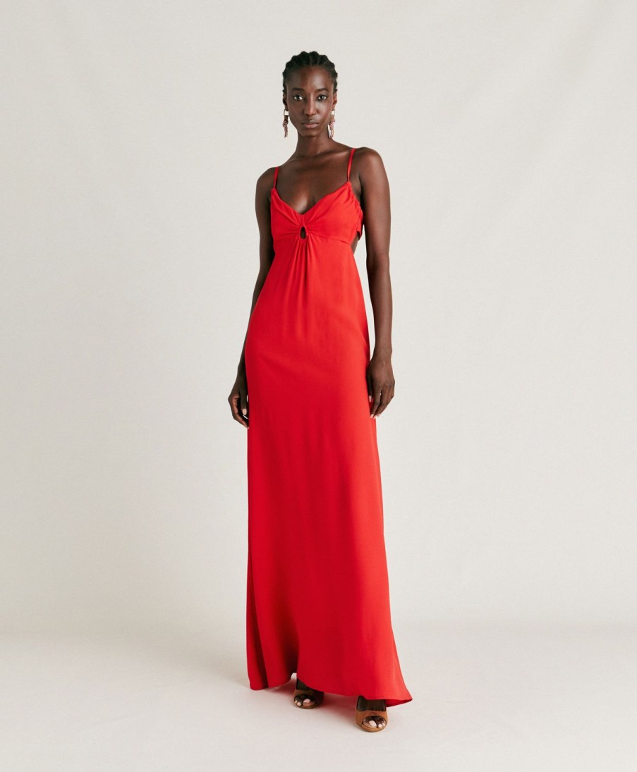 Clothing Momoni | Jolie Dress In Plain Acetate Silk - Azalea