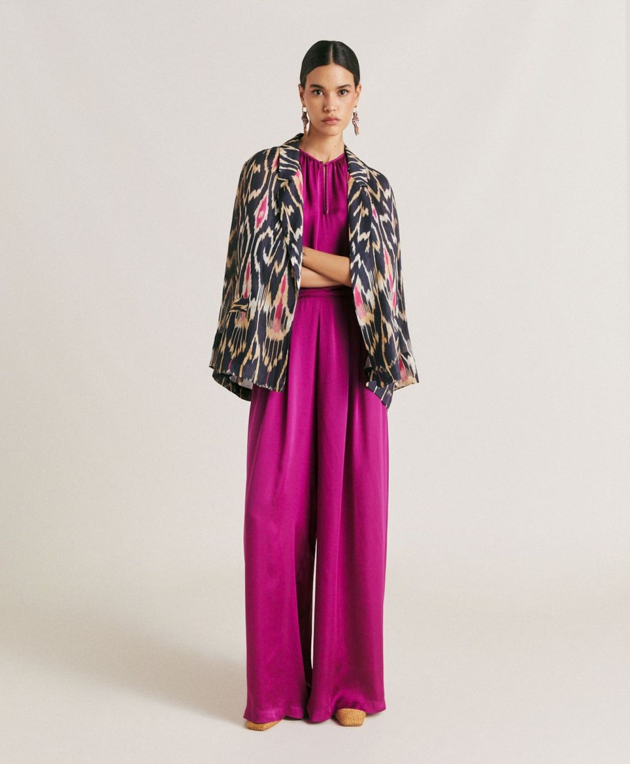 Clothing Momoni | Patrice Bis Pant In Plain Silk - Cyclamen