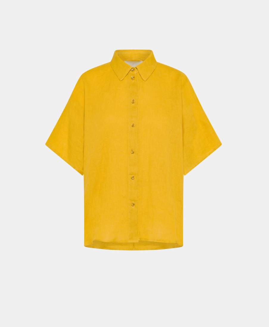 Clothing Momoni | Elafonissi Shirt In Linen - Sunshine Yellow