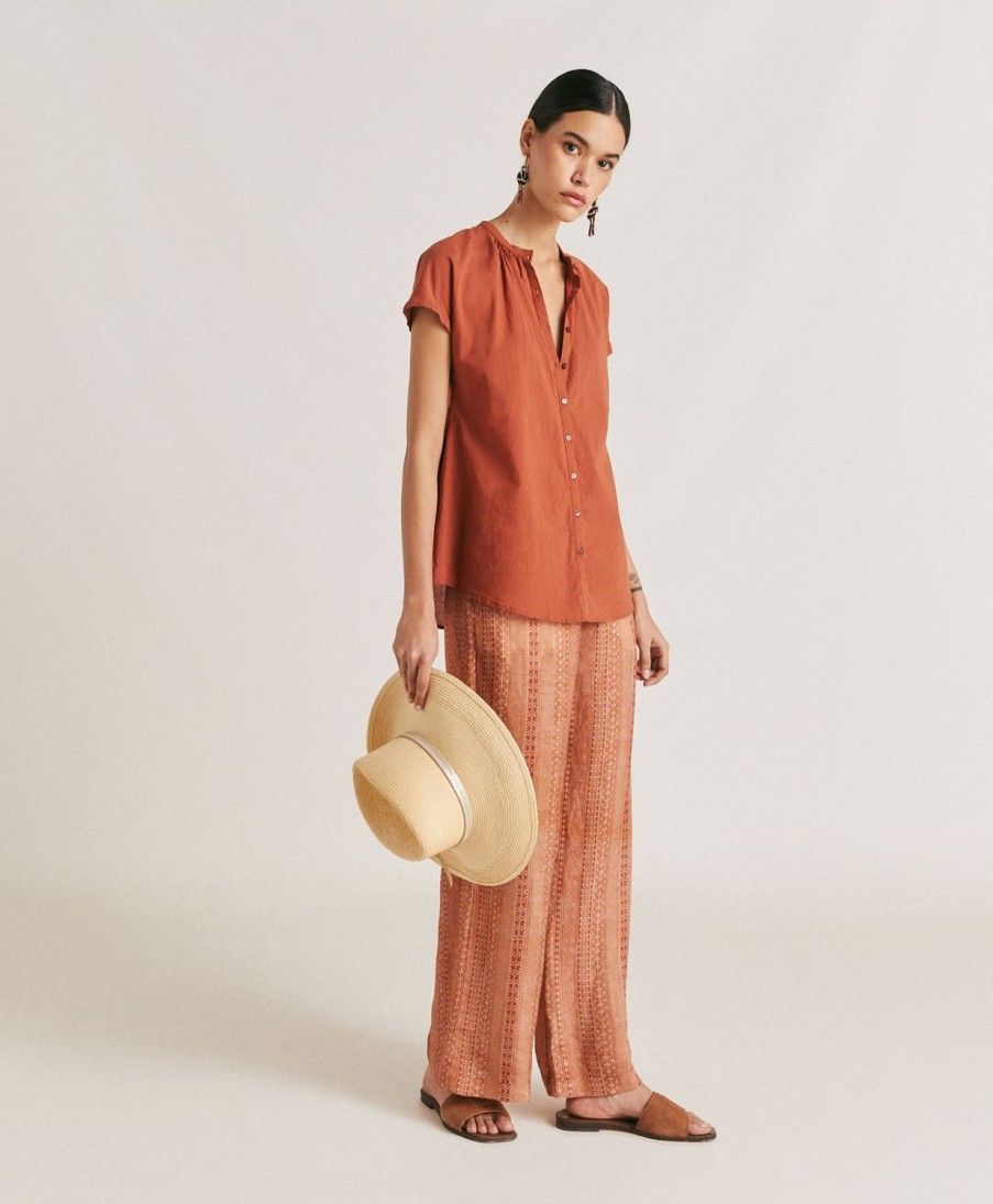 Clothing Momoni | Artora Shirt With Cotton Voile - Terracotta