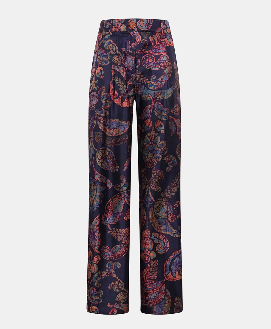 Clothing Momoni | Austin Pant In Silk Twill - Midnight Blue Multicolour