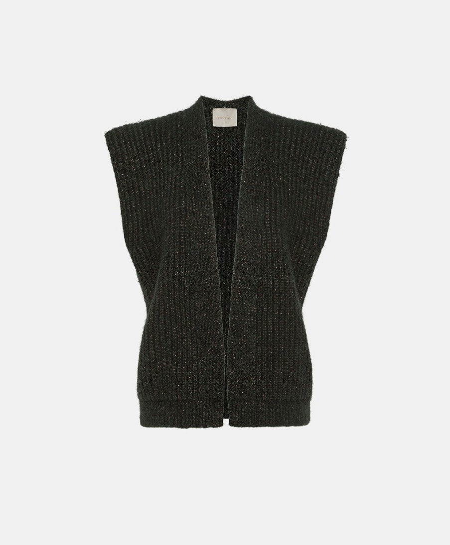 Clothing Momoni | Gilet Arsene In Ribbed Lurex - Dark Green