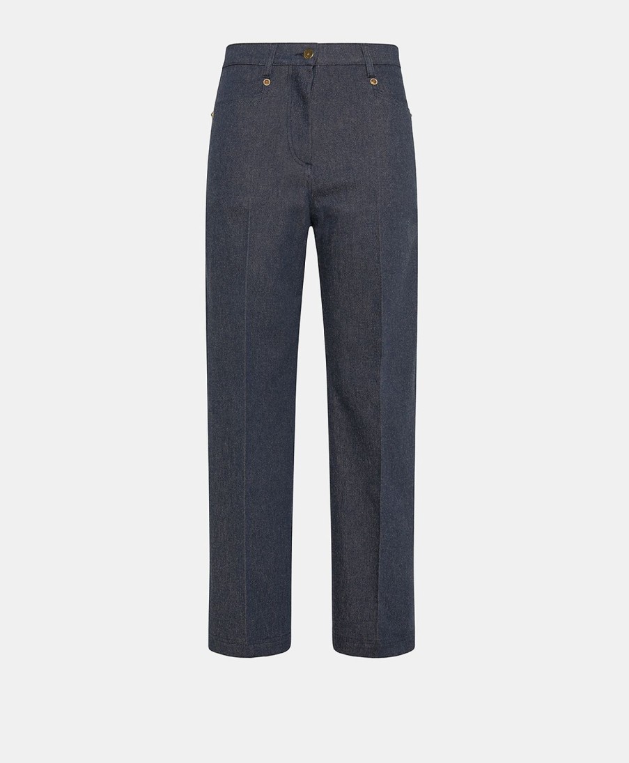 Clothing Momoni | Jacques Pant In Cotton Wool Denim - Blue Jeans